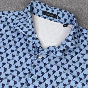 Turtleson‎ Greer Performance Polo Shirt All Over Print BBQ Grill Men's Sz M Golf